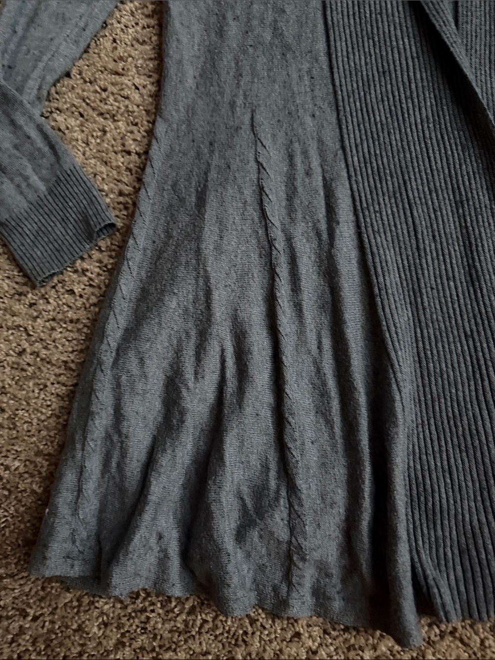 White House Black Market Gray Open-Front Ribbed Trim Cardigan - Picture 5 of 7